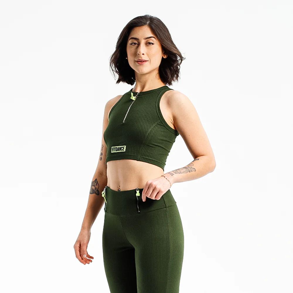 TOP CROPPED ZÍPER FITDANCE PL VERDE - Image 9